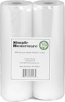 SimpleHouseware Vacuum Sealer Bags 11" x 50' Sous Vide Rolls, 2-Pack - BPA-Free, Microwave Safe, Heavy Duty Custom Bags