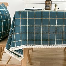 FXBZA Tablecloth, Rectangular Artificial Linen Tablecloth, Washable Tablecloth for Kitchen Dining Table and Chair Buffet Decoration, Large Rectangular Tablecloth,Green,130x190cm