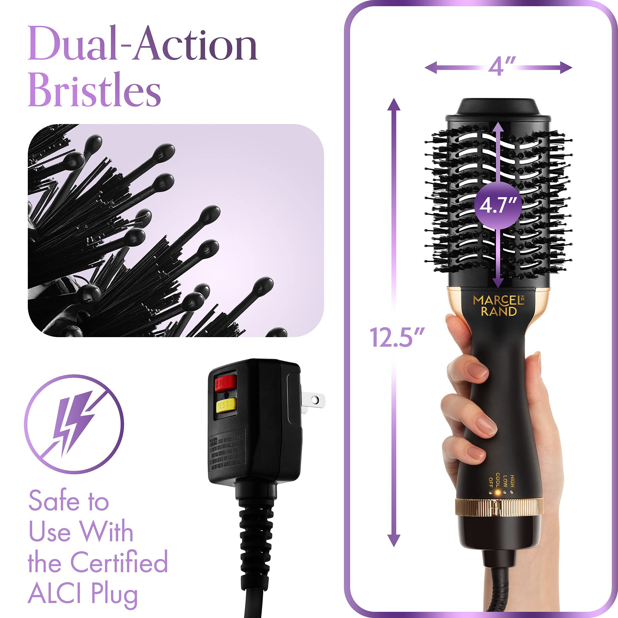 Secador de escova de cabelo oval volumizante profissional 2 em 1