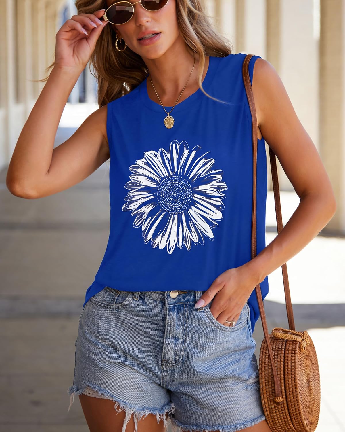 Womens Tank Tops Summer T Shirts Sleeveless Casual Loose Tunic Blouses - Image 6