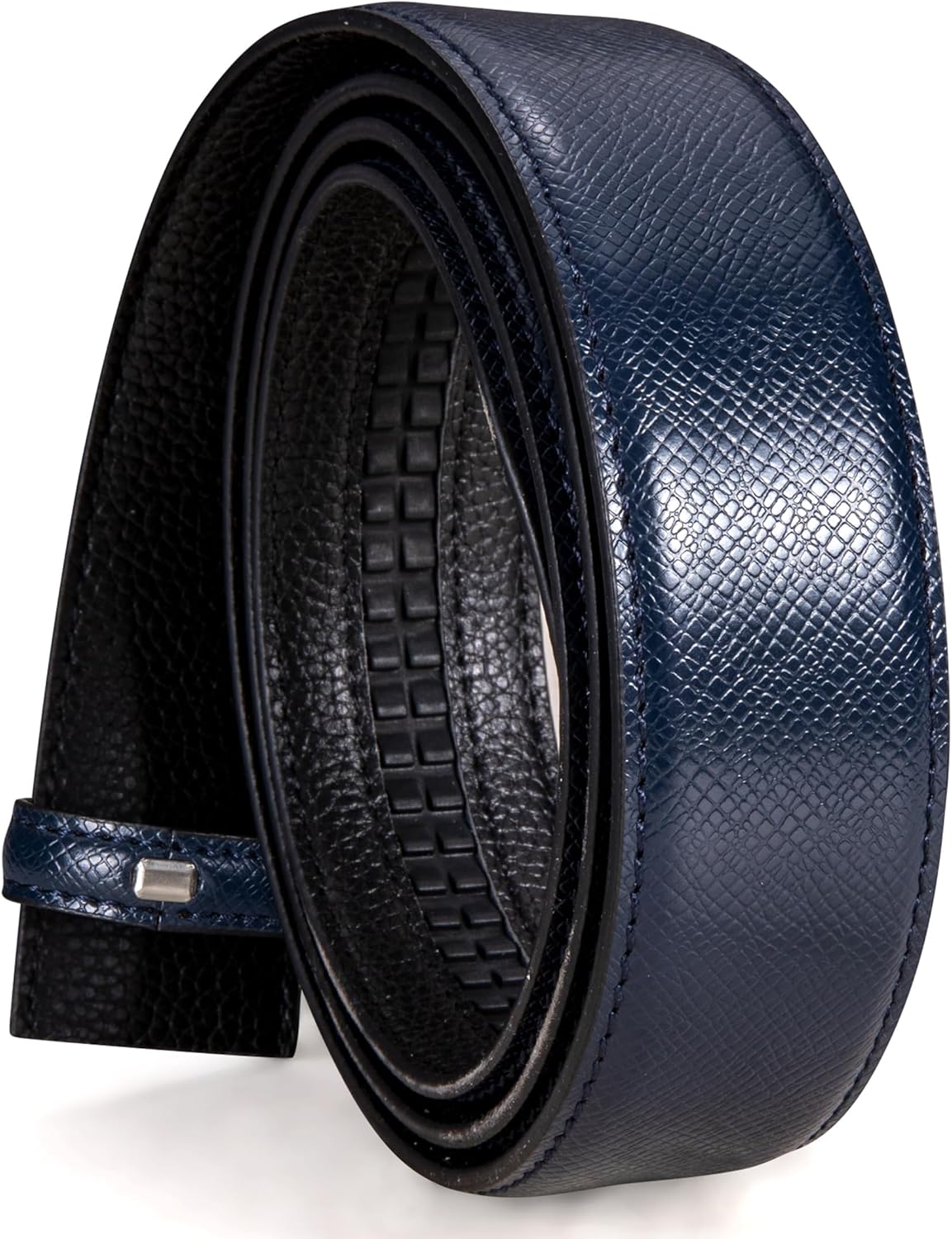 Barry.Wang Ratchet Belt Buckle Strap Replacement 1 3/8”,Leather Belt Straps for 40MM Slide Click Buckle,Trim to Fit