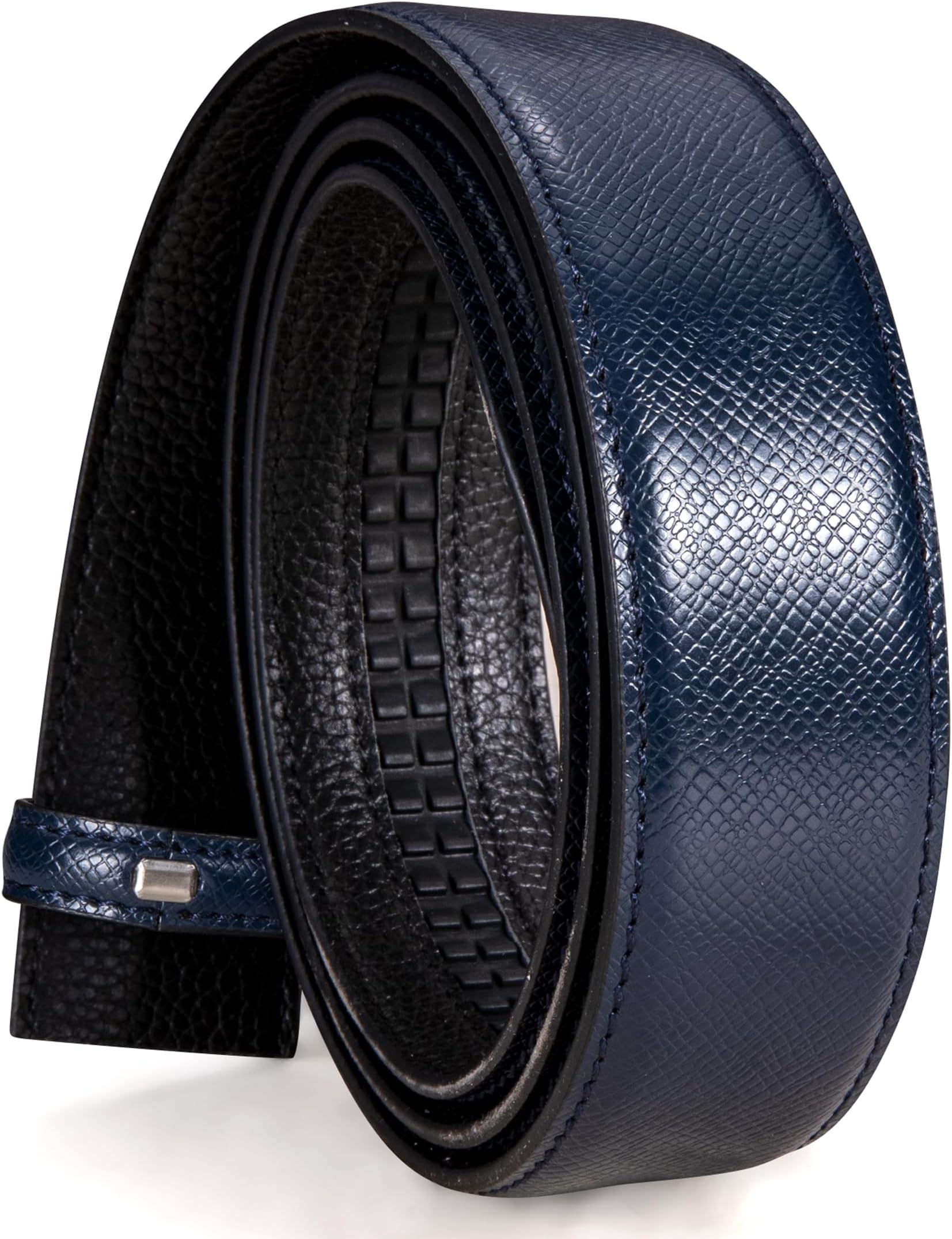 Ratchet Belt Buckle Strap Replacement 1 3/8โ,Leather Belt Straps for 40MM Slide Click Buckle,Trim to Fit