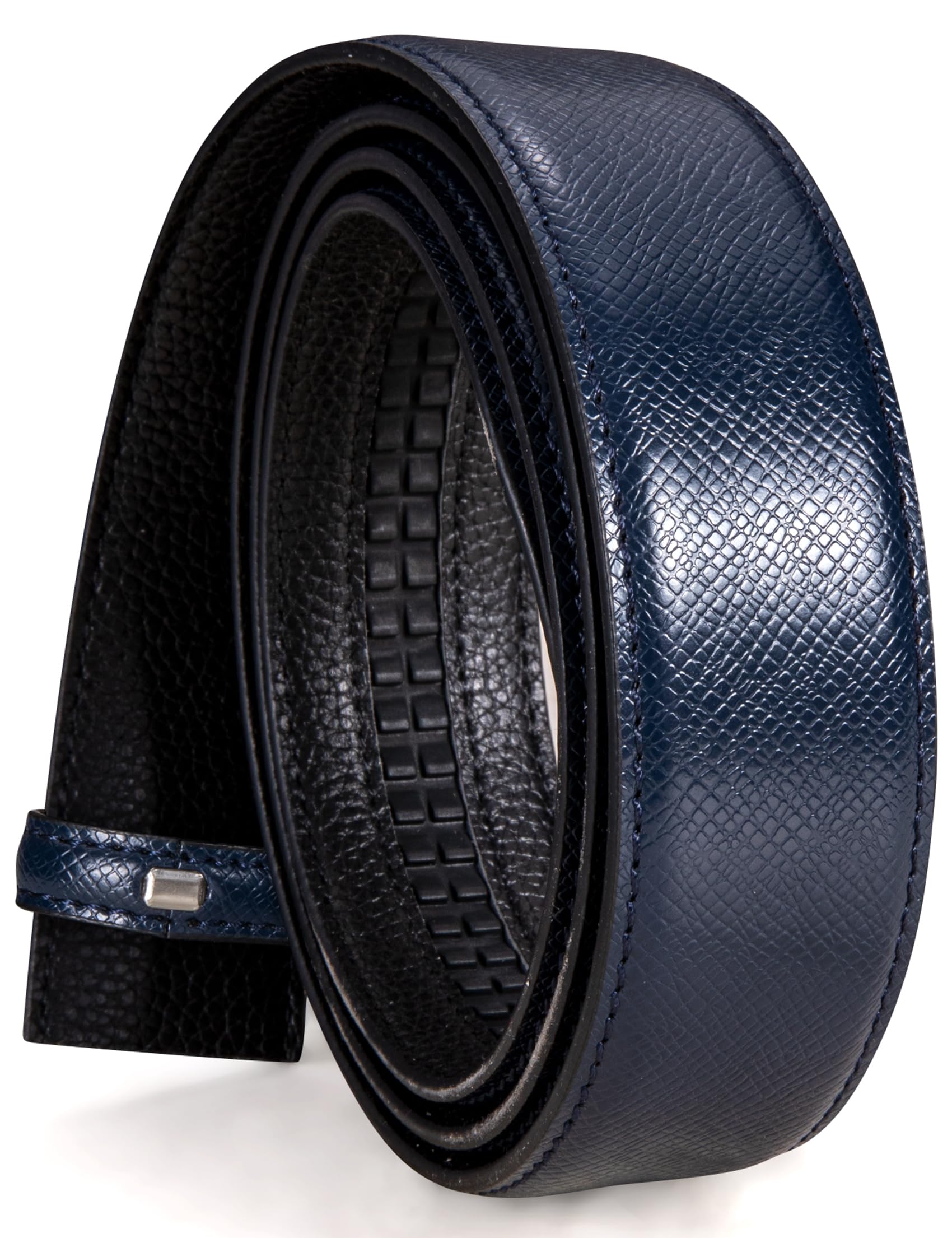 Barry.Wang Ratchet Belt Buckle Strap Replacement 1 3/8”,Leather Belt Straps for 40MM Slide Click Buckle,Trim to Fit