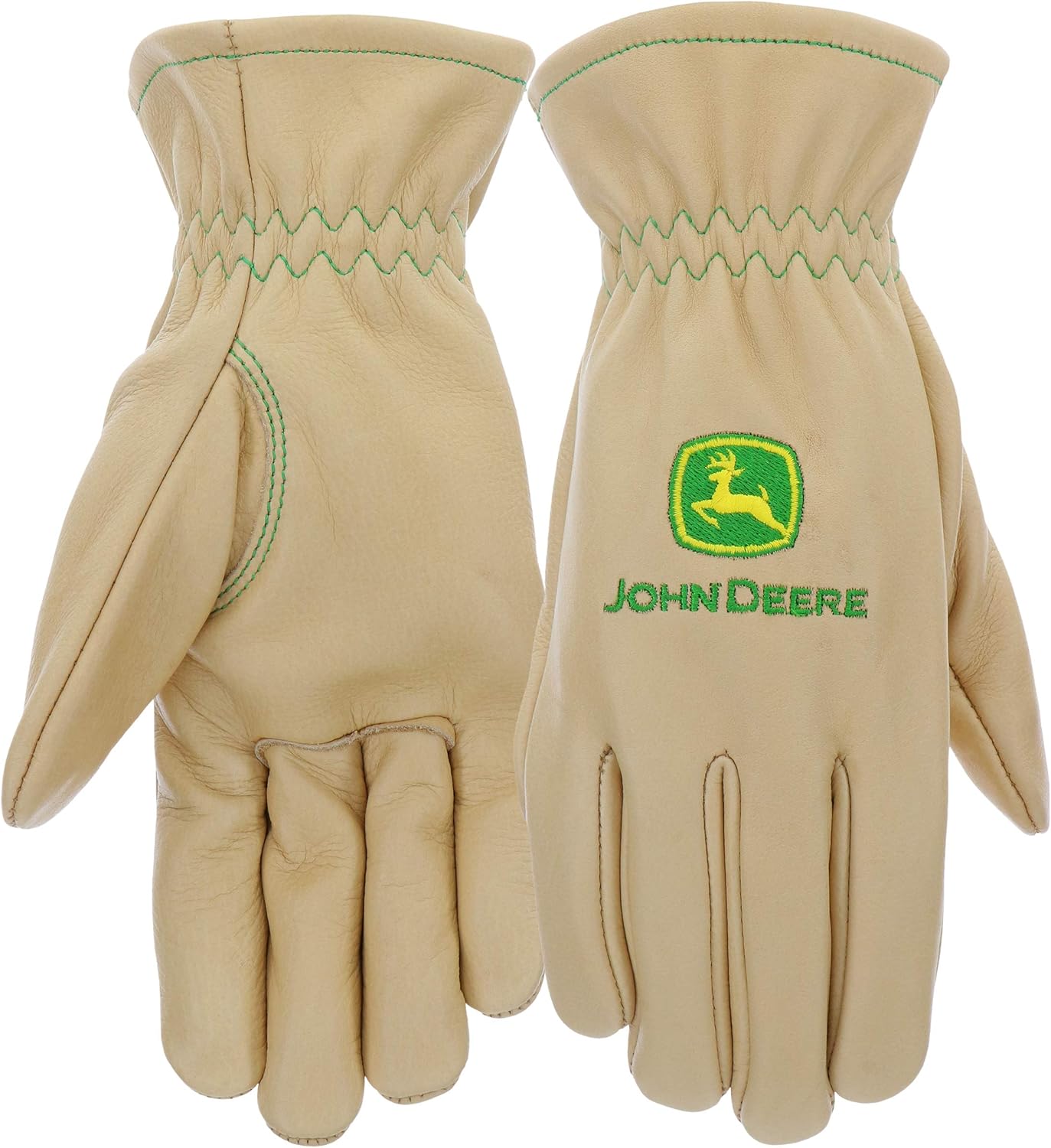 John Deere JD84014-WML Women's Water Resistant Leather Gloves, Abrasion Resistant, Tan, Medium/Large