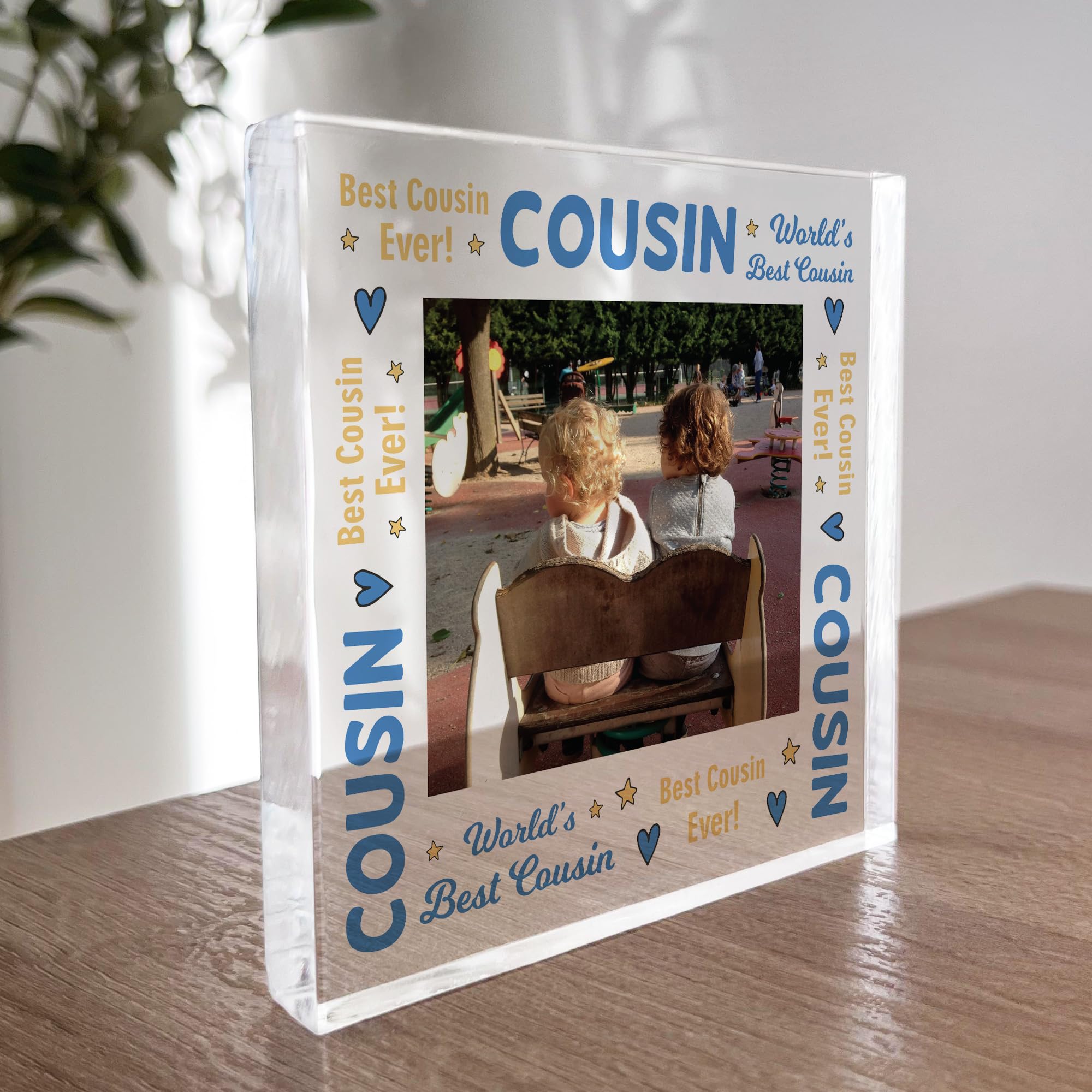 Red Ocean Cousin Gifts Personalised Photo Block Gift For Cousin Christmas Birthday Gift For Cousin Keepsake Gift For Him Her
