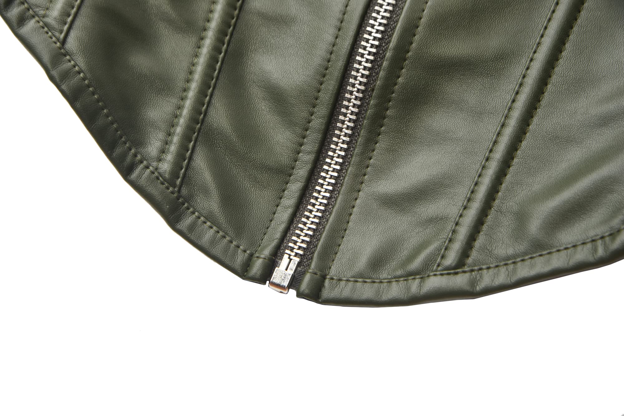 bslingerie® Womens Faux Leather Zipper Front Bustier Corset Top: Small Dark Green