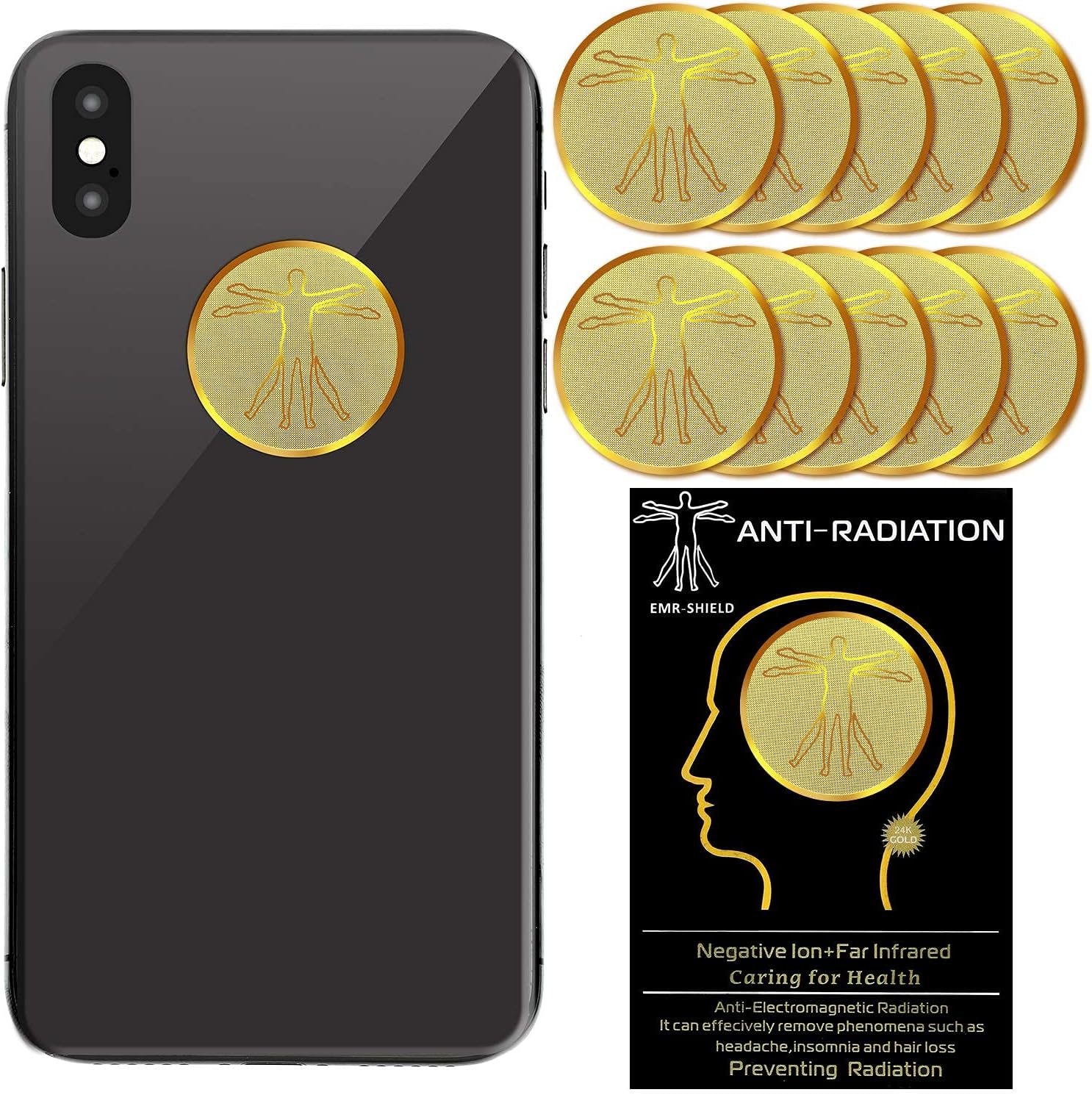 Cell Phone 5G EMF Protection Stickers, 10Pcs Anti 5G Radiation Shield Sticker, Radiation Neutralizers, 98% Effective Multi-Layer Protector Smart Phones, Laptops, Tablets, TV, Monitors, All Devices