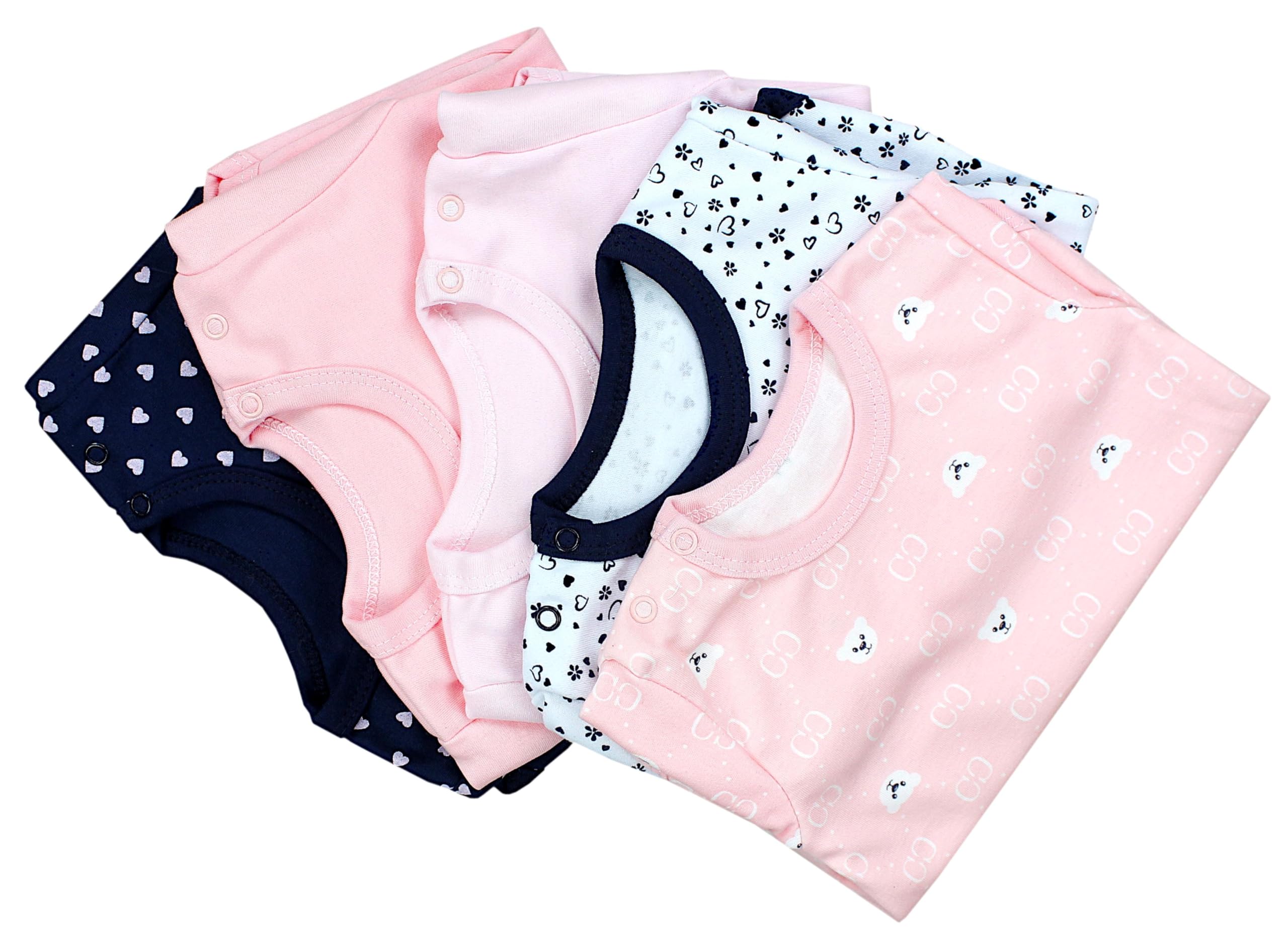 TupTam Body Bebe Manga Larga – Pack 5 Bodies Bebe Niña Unicolor – Algodón Suave y Transpirable
