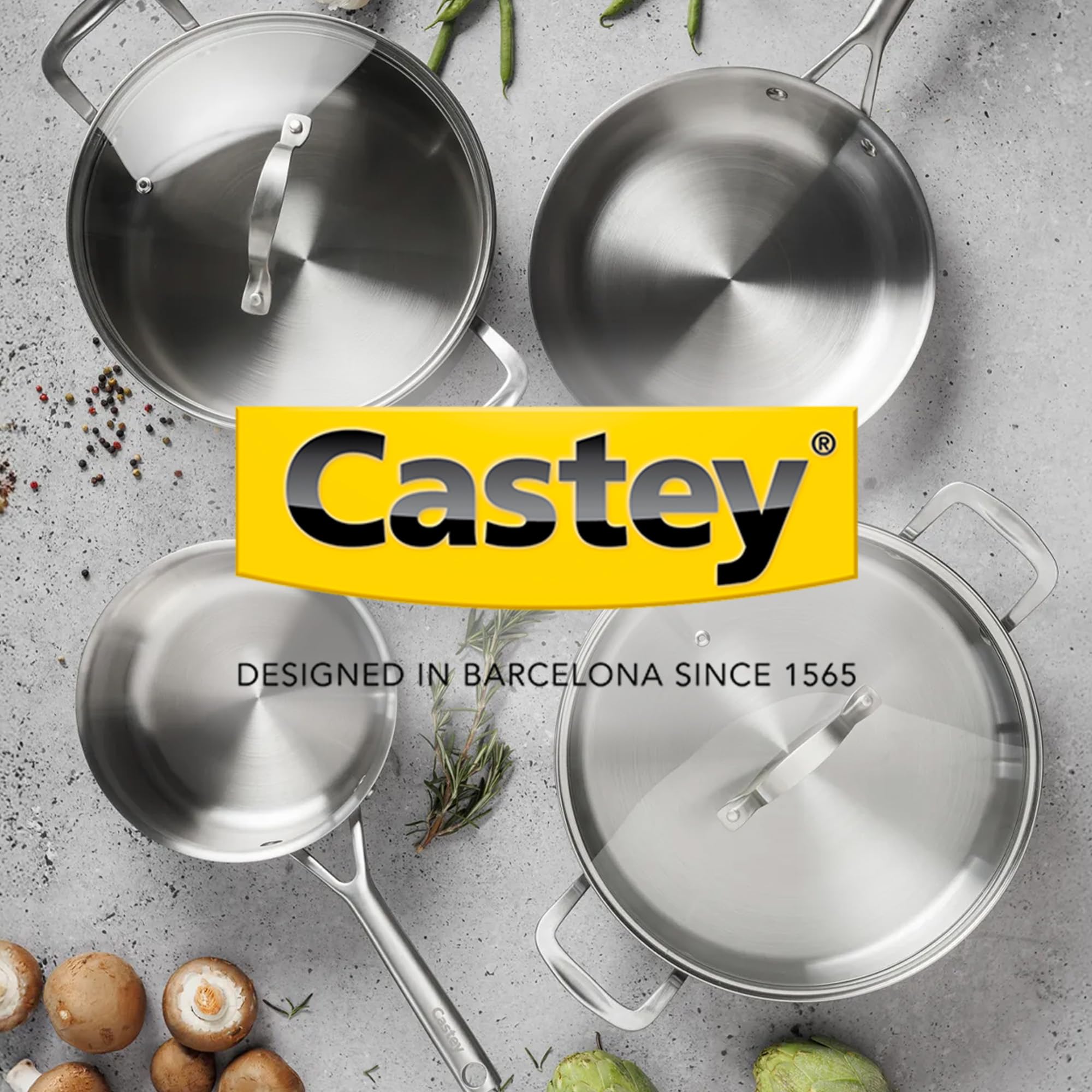 CASTEY - Olla con tapa de Malmö, 24 cm, Acero Inoxidable, Color Plateado, Tecnología Trimetal Induction, Distribuye de Forma Homogénea el Calor, Resistente y Duradera