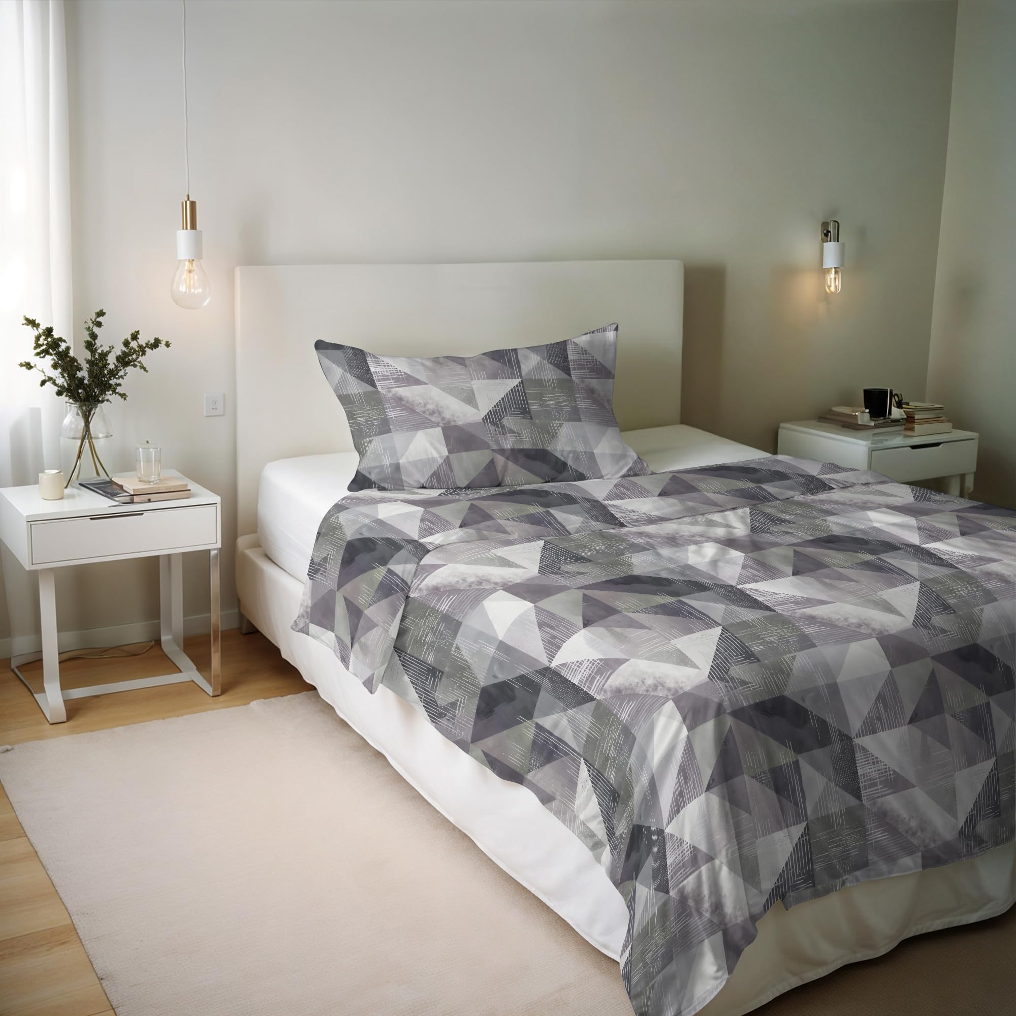 Italian Bed Linen River Cotton Single Duvet Cover Set, Made in Italy – Duvet Cover Set – Duvet Cover 150 x 200 cm with Double Flap and Pillow Cases (Single, Sepik Grey)