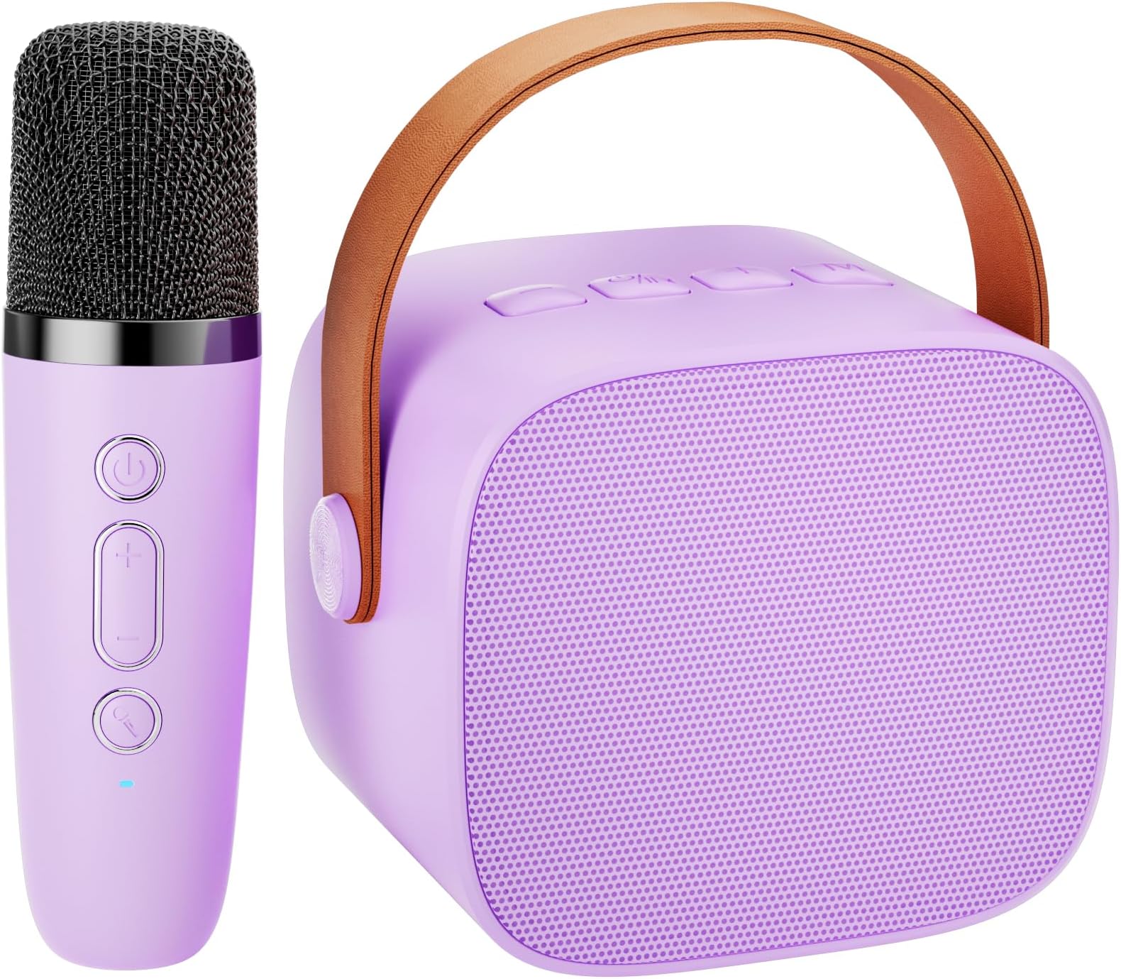 Machine Karaoké Enfants Bluetooth Avec 2 Micros Sans Fil - Lumière LED Colorée - Portable Crème - Idéal Fêtes Et Anniversaires