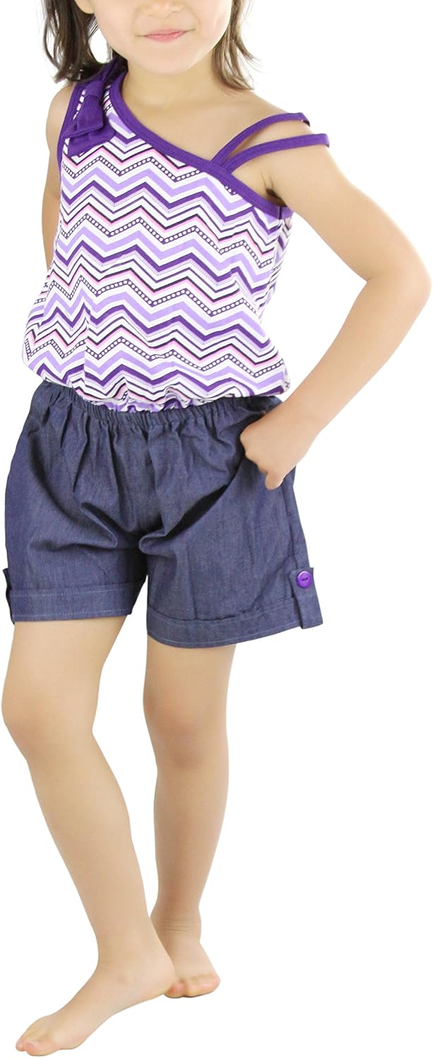 ToBeInStyle Girl's Summer Romper One Piece Outfit Casual Lightweight Short Set