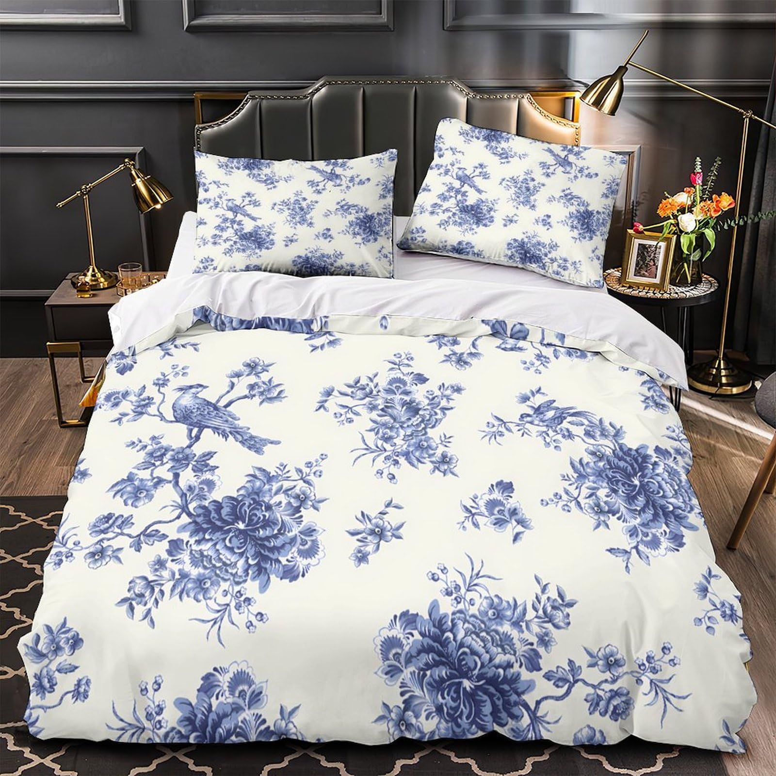 Housse de couette hypoallergénique 135x200cm anti-acariens bleu