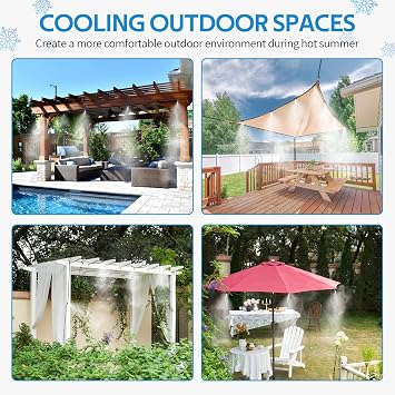 HOMENOTE Misting Cooling System, 75FT (23M) Misting Line + 28 Brass Mist Nozzles + Brass Adapter(3/4) + 10Pack Brass Nozzles, Outdoor Mister for Patio Garden Greenhouse