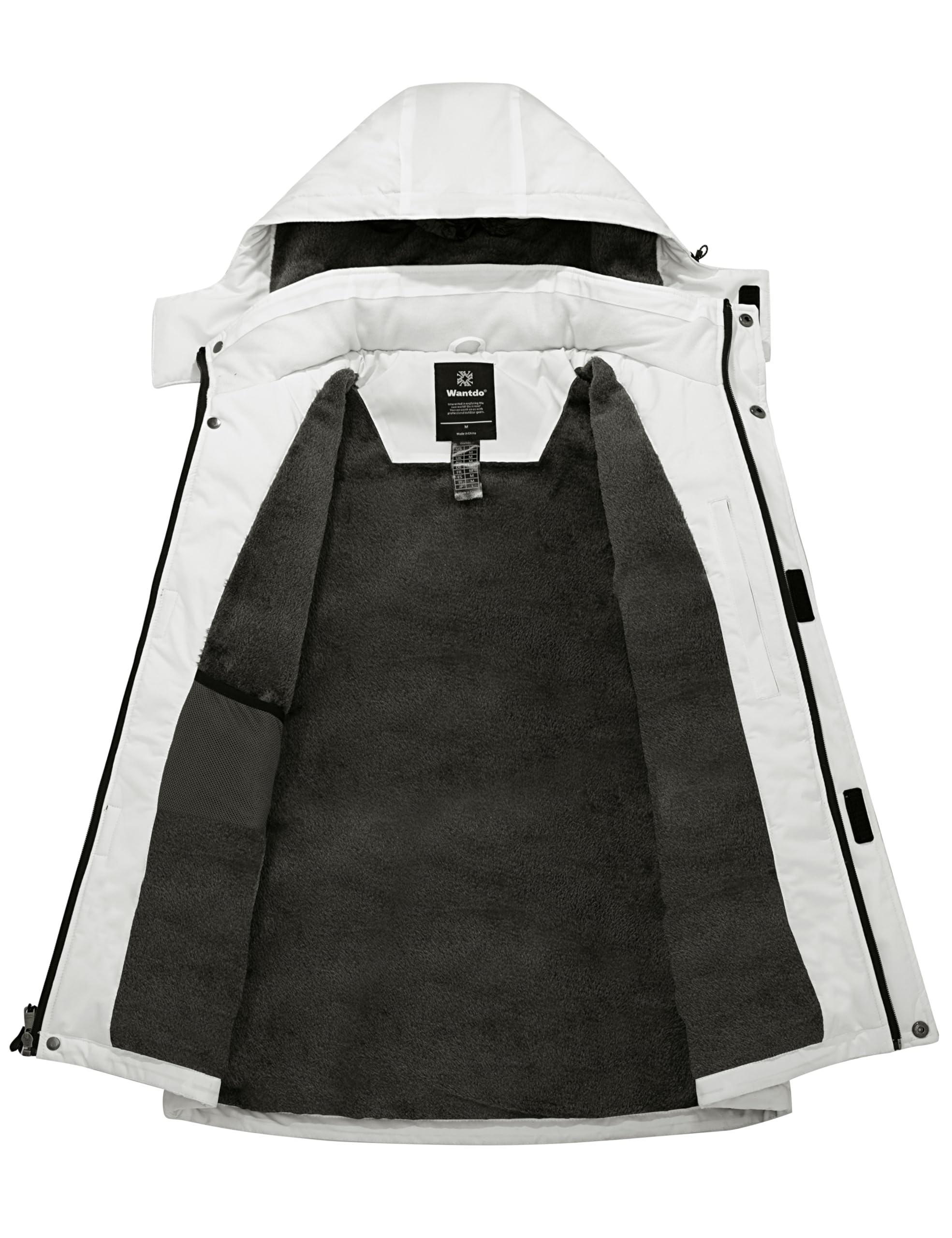 Wantdo Giacca da Sci Montagna Calda Invernale Parka da Neve Imbottita Cappotto da Snowboard in Pile Giubbotto con Cappuccio Impermeabile Uomo