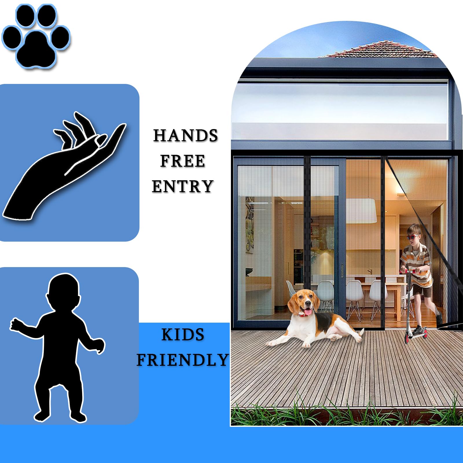 Mosquitera Puerta Magnética Hecha a Medida – Cortina Mosquitera Personalizable para Puertas Exteriores, Balcones y Terrazas – Cierre Automático por Imanes – Protección Total contra Insectos