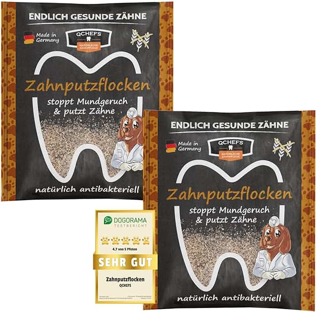 QCHEFS Zahnputzflocken für große Hunde, 2er Pack