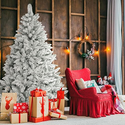 Miniatura 2 de Incbruce Árbol de Navidad artificial de 6 pies, árbol de Navidad con 1,000 puntas de rama, árbol de Navidad flocado con base estable de metal para