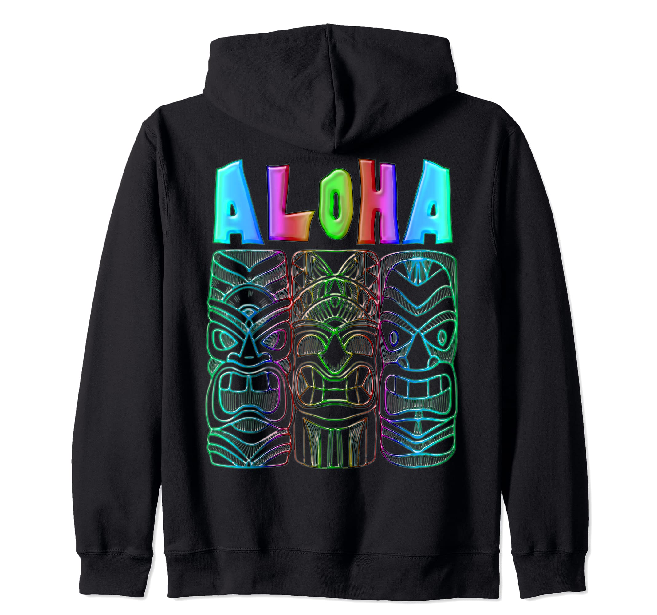 TIKI Ancestor God Figures - ALOHA 2 - Fan Fun Zip Hoodie, Black