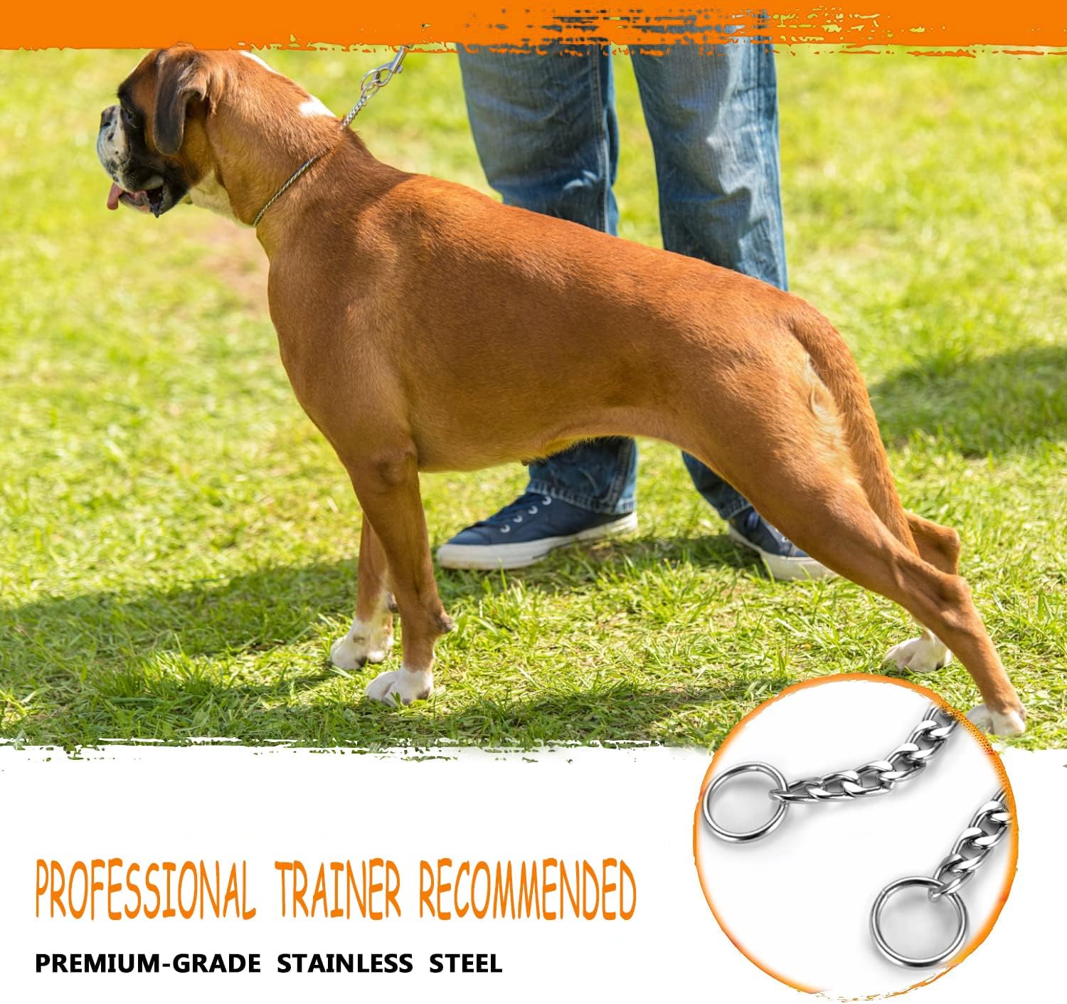 Chain Dog Training Choke Collar, Adjustable Premium Stainless Steel Slip Collars, Strong, Durable, Tarnish Resistant Metal Chain, Heavy Duty Chew Proof for Small Medium Large Dogs (3.0mm*22inch)