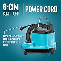 Vista 5 de Little Giant Bomba sumergible de sumidero 6-CIM-R de 115 voltios, 1/3 HP, 2750 GPH manual (sin interruptor) para sistemas de sumidero