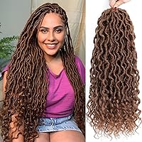 Vista 20 de Rastas de diosa de pelo de ganchillo de 18 pulgadas, 6 paquetes, pelo de ganchillo postizo previamente enrollado, pelo de ganchillo suave