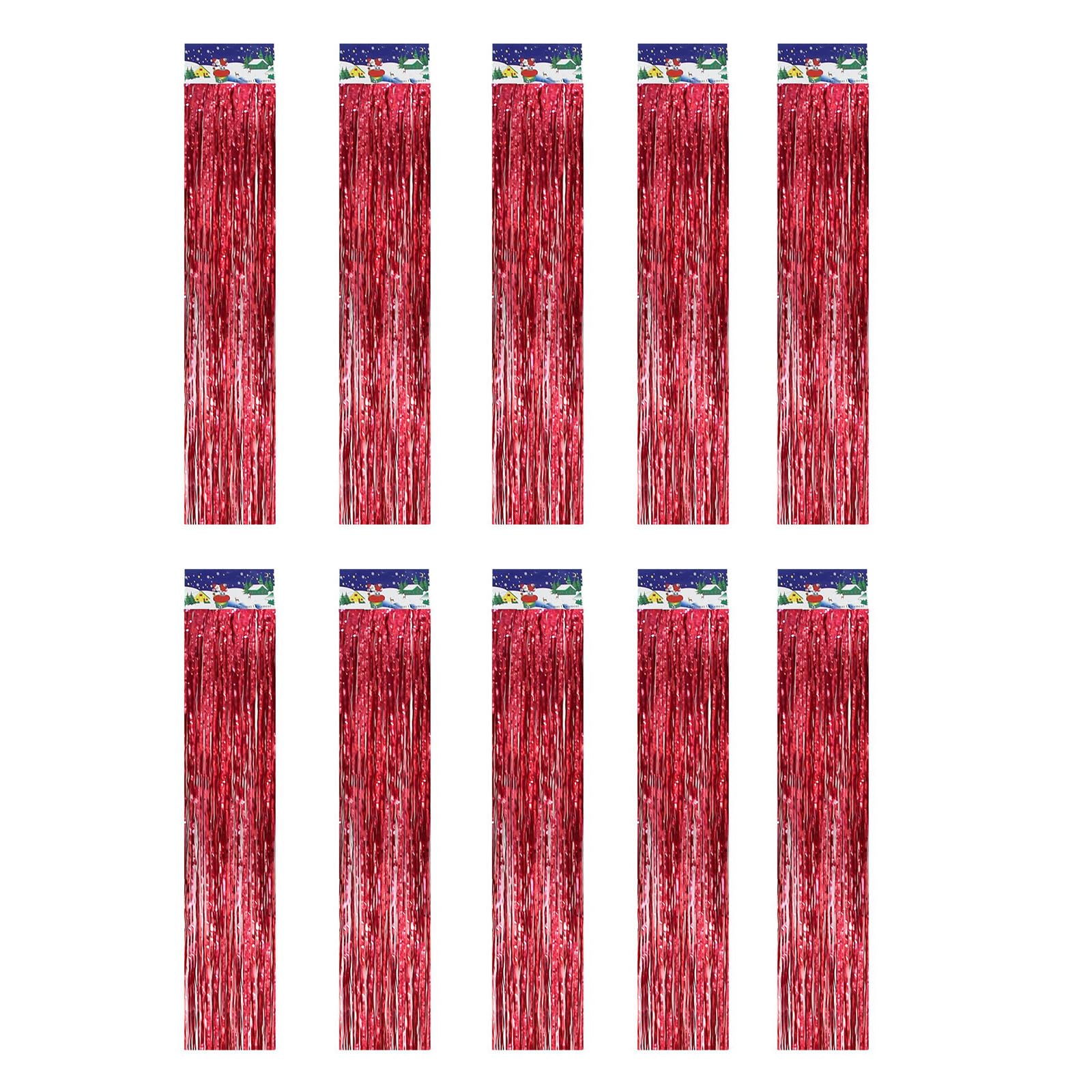 Carotoe Red Glittering Fringe Streamers 10Pcs, Pet-Friendly Holiday Decor For Home Birthday Wedding User Friendly Holiday Party Streamers