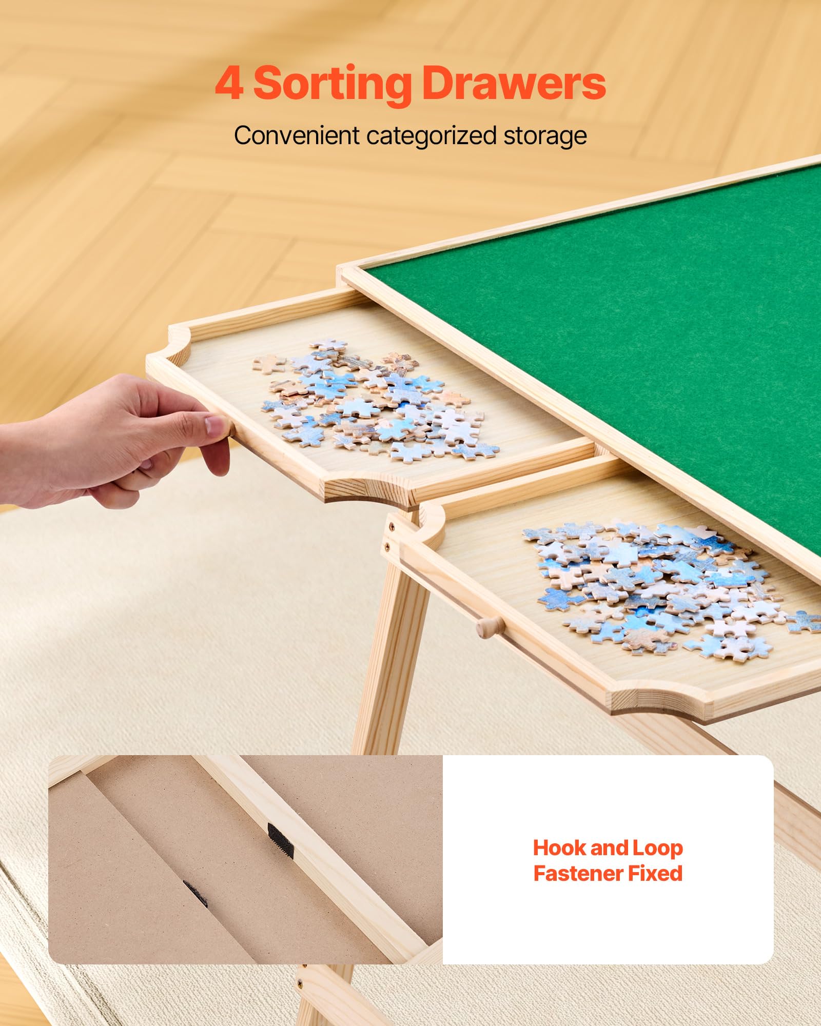VEVOR 1500-delige puzzeltafel met 4 laden, verstelbare 6-hoek