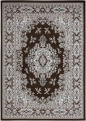 Miniatura 3 de Home Dynamix Premium Sakarya - Tapete tradicional con borde y medallón, café, tapete rectangular de 7 pies 9 pulgadas x 10 pies 8 pulgadas