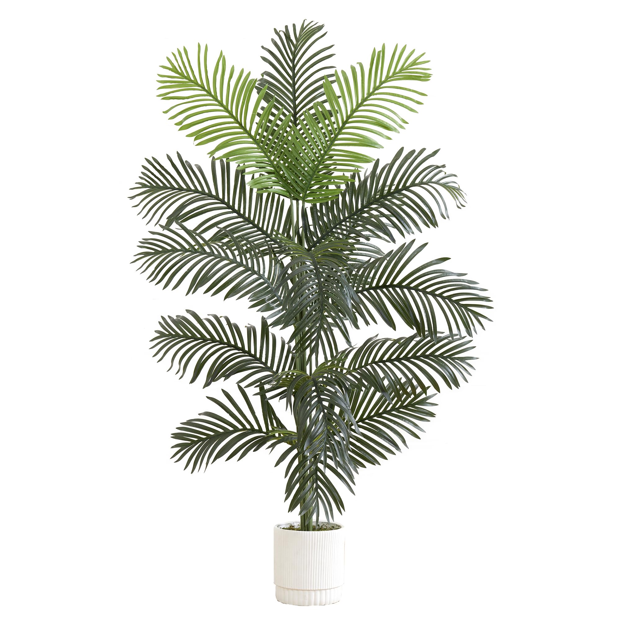 Nearly Natural 6ft. Artificial Paradise Palm with White Decorative Planter