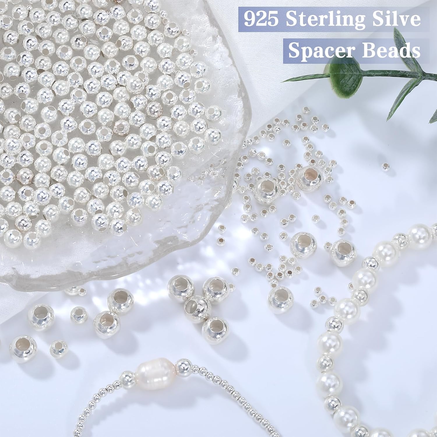 50pcs 4mm Sterling Silver Round Beads for Jewelry Making
