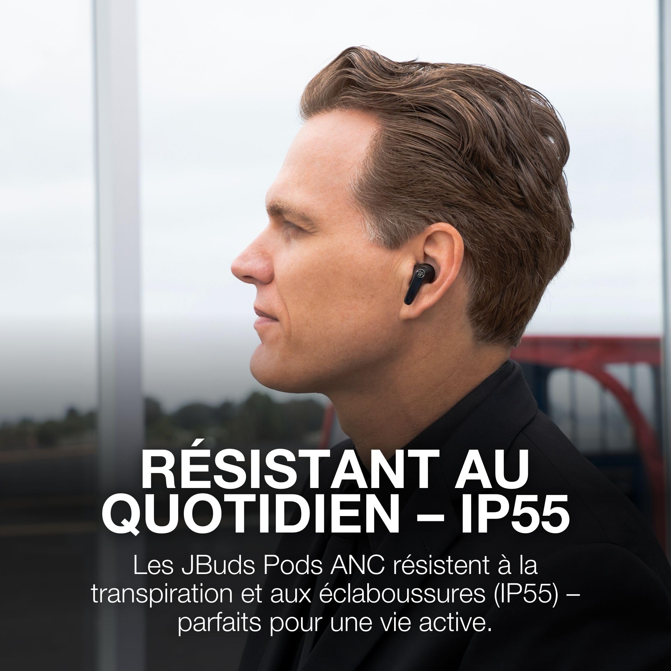 JLab JBuds Pods Écouteurs ANC - Écouteurs Bluetooth Intra-Auriculaires, 56+ h d'autonomie True Wireless, IP55 Résistant Transpiration, Audio Personnalisable, ContrôLe App, Multipoint, Noir