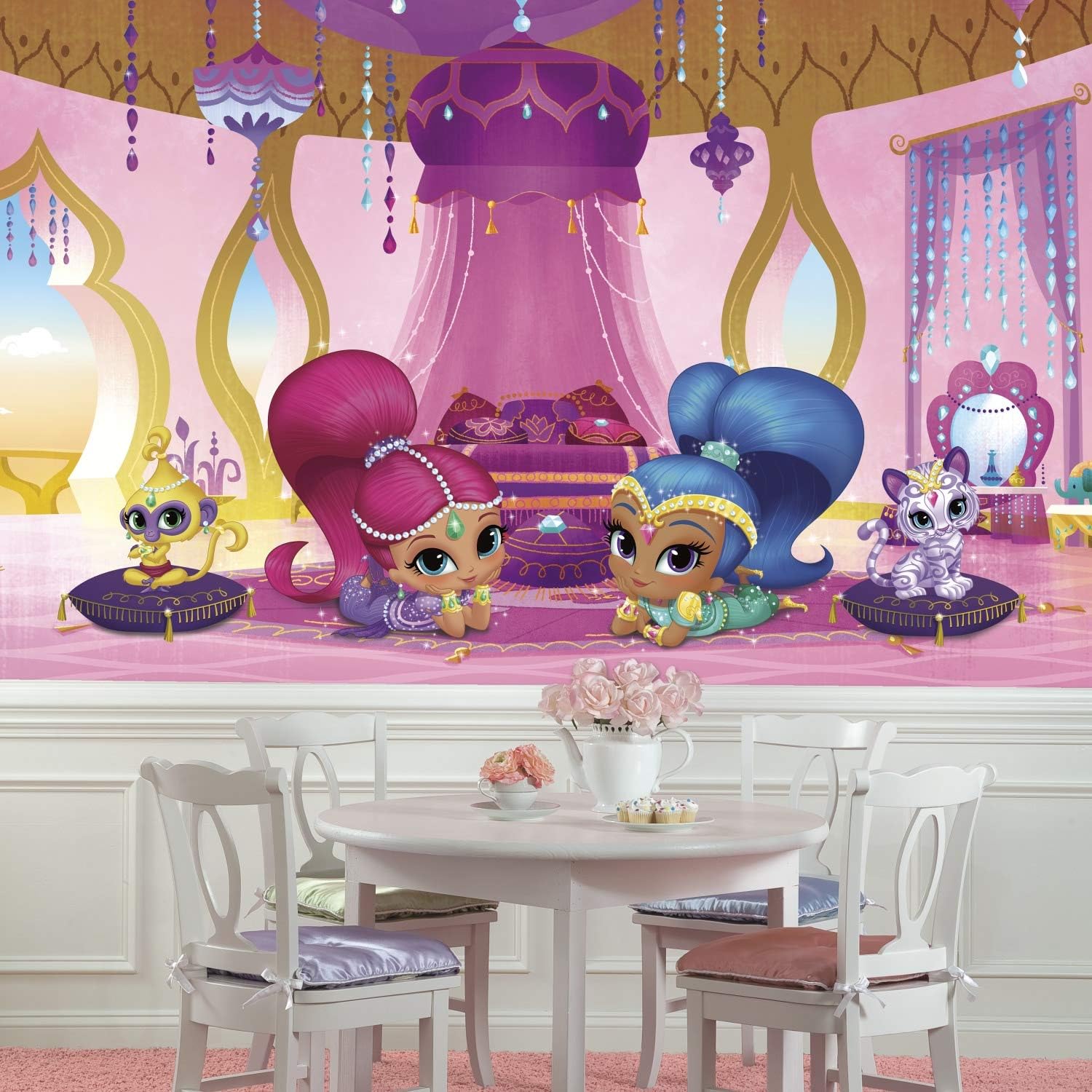 RoomMates JL1386M Shimmer and Shine Genie Palace Spray and Stick Removable Wall Mural - 10.5 ft. x 6 ft.