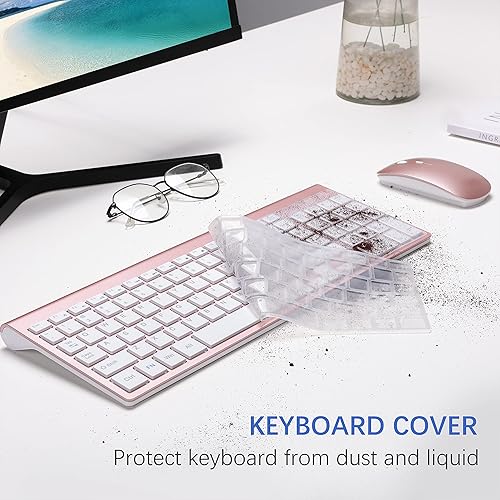 Miniatura 5 de TopMate - Combo de teclado y ratón inalámbricos, ratón USB compacto silencioso 2.4 G y teclado con interruptor de mariposa con funda, 2 pilas AA y