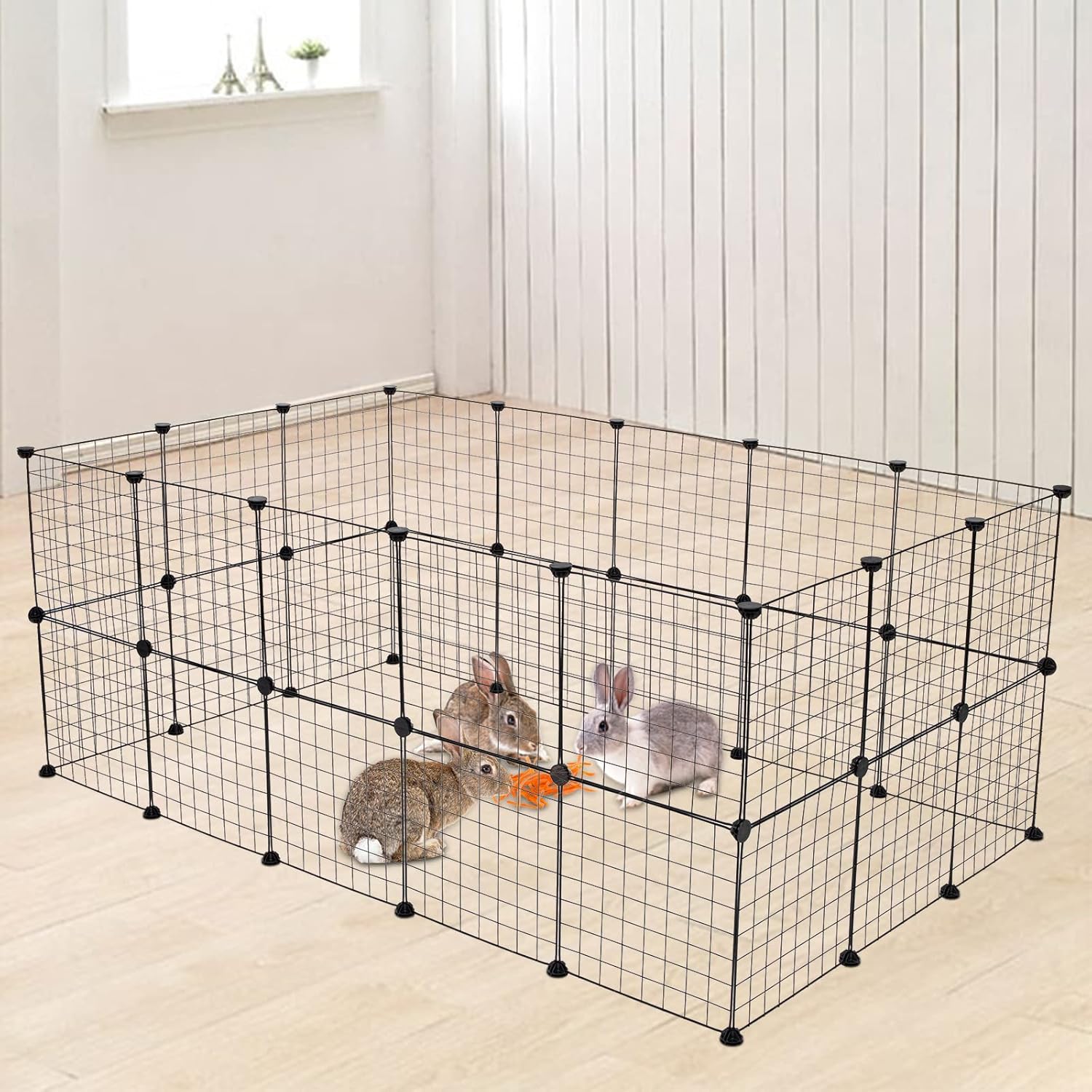 Portable Metal Wire Pet Playpen - Foldable Yard Fence for Small Animal - Indoor and Outdoor Animal Cage - Kennel Crate Fence Tent - Exercise Pens for Puppy, Guinea Pigs, Rabbits, Cats-(35L x 35W) cm