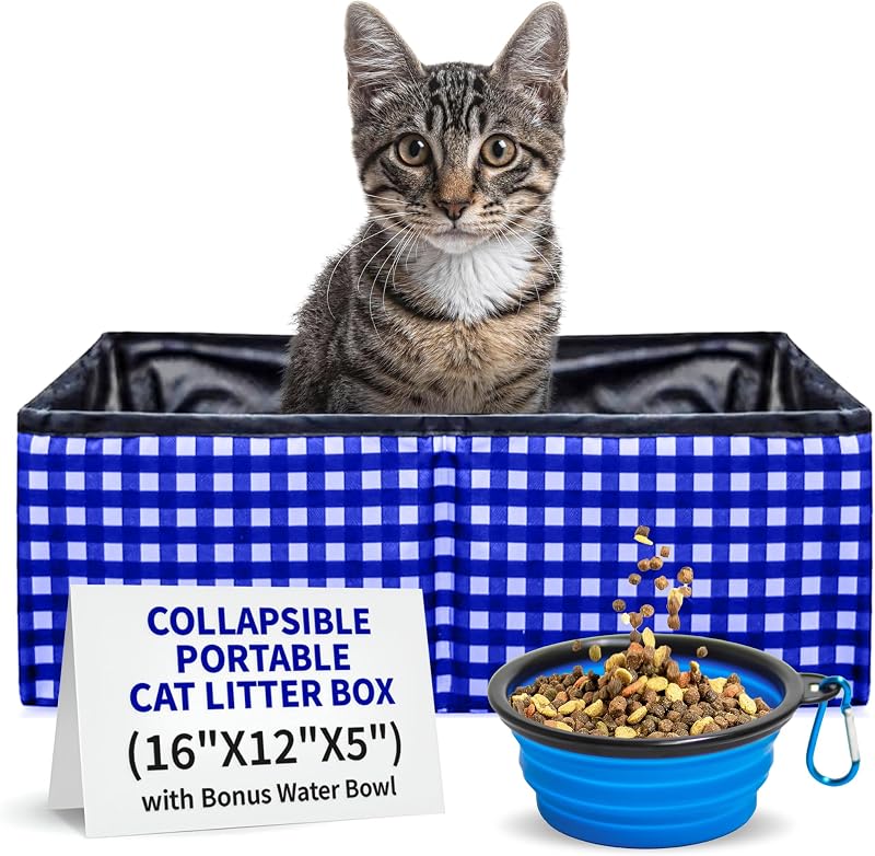 Caixa de Areia Dobrável para Gatos em Viagem Pet Fit For Life Azul Grande