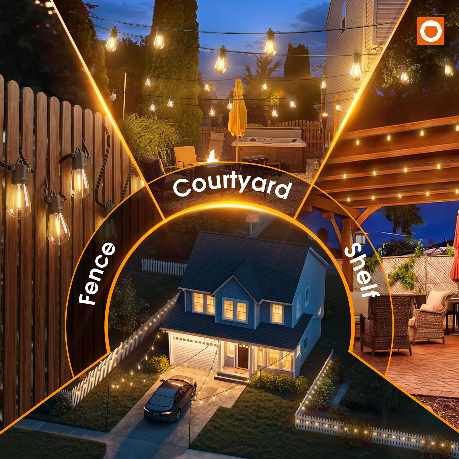 addlon 54FT(48+6) Solar String Lights Outdoor Waterproof with Remote&USB Port Solar Patio Lights Long Last for 20+Hrs, 3 Light Modes, Dimmable Solar Lights for Outside Backyard Party - 3
