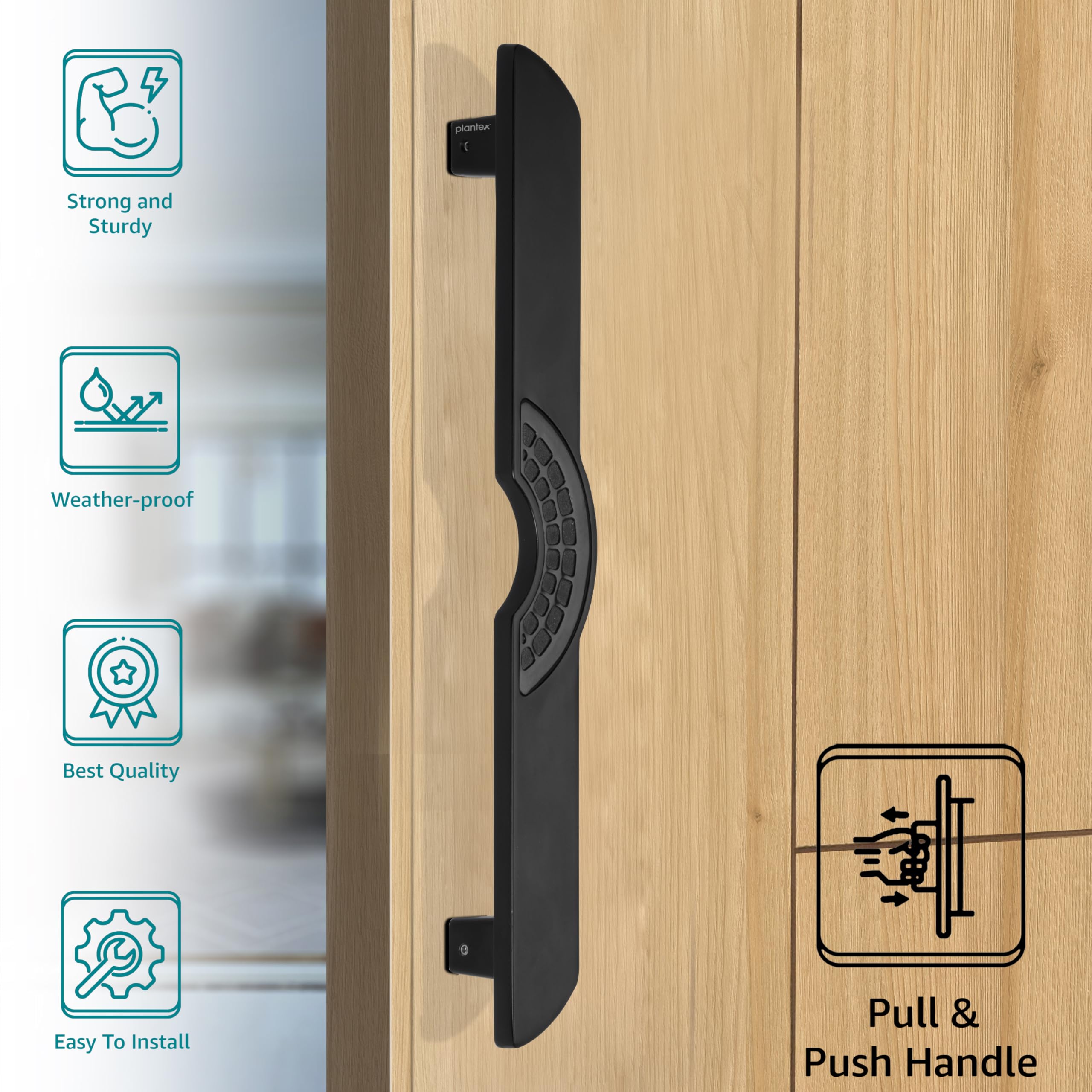 Plantex Ultron Door Handle/Door & Home Decor/15 Inch Main Door Handle/Door Pull Push Handle – Pack of 1 (316,Black Finish) - 3 Years Warranty — Amazon image 3