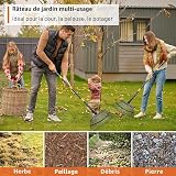 FLY HAWK Râteau à Feuilles, 165cm Râteau de Jardin avec Manche Réglable et 25 Dents Renforcées, 45cm Grande Surface Râteau de Jardin pour Nettoyer Plantes, Pelouse et Cour - 5