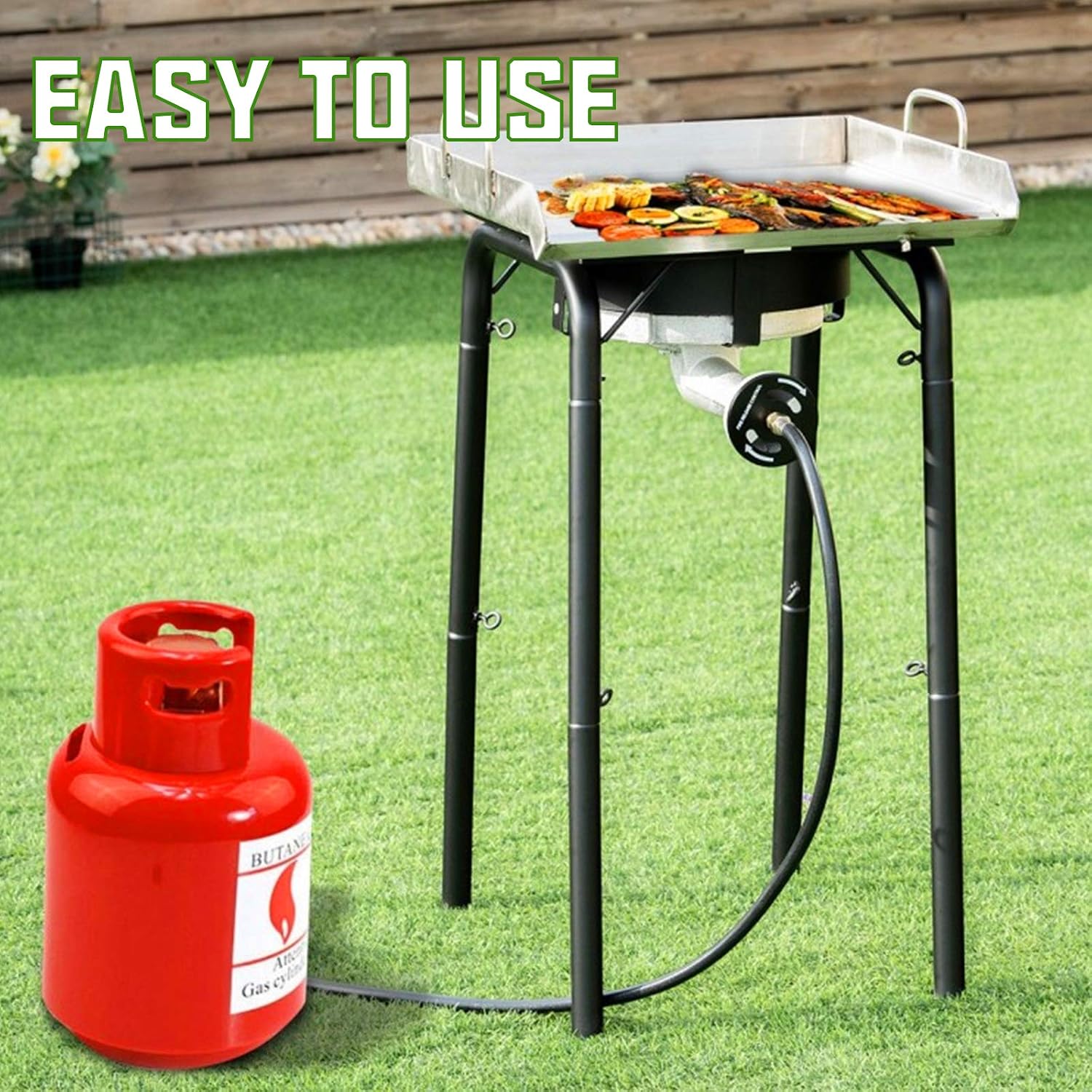 High Pressure Propane Cast-Iron Replacement Round Burner Head, Propane Burner Head with Brass Fitting Orifice