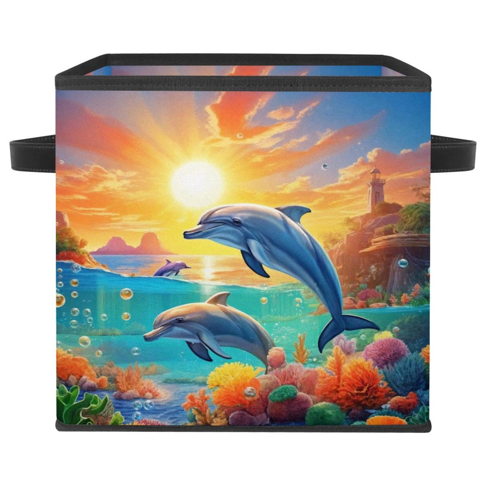 Panier de rangement pour organiser les vêtements Sun Dolphins cube pliable en tissu