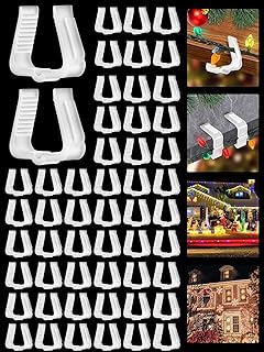 Yotako 50Pcs Christmas Light Clips 1 5/8" Fascia Clips Christmas Light Hanger Hooks Deck Light Clips for Christmas Decoration Deck Roof Gutter Fence Eave, Gift