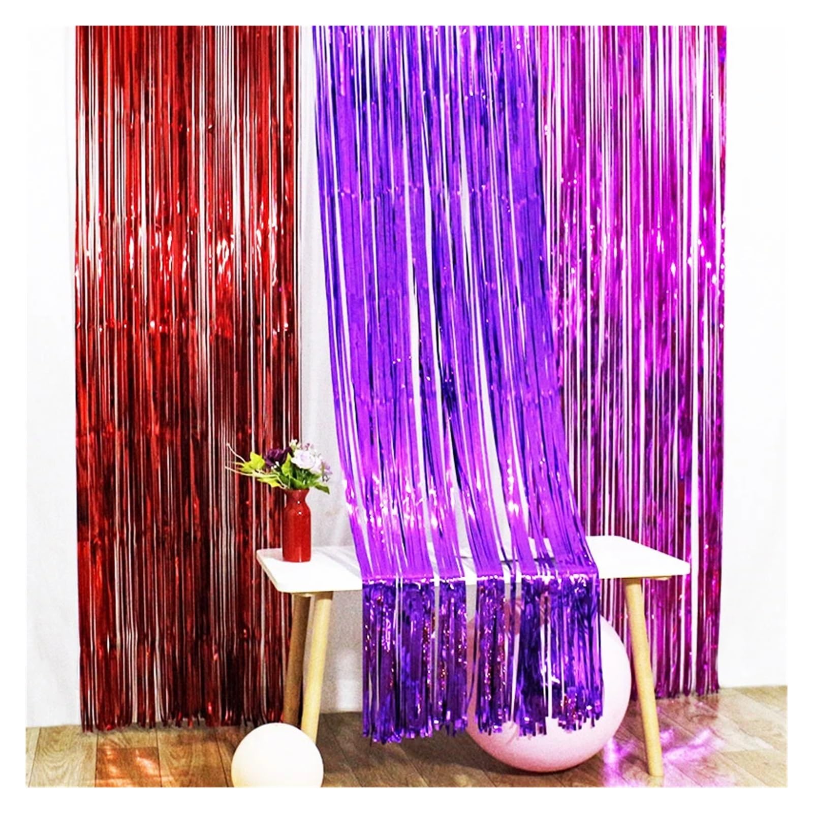 4 Uds. Fondo de Fiesta decoración Boda Papel Aluminio Cortina con Flecos Despedida Soltera Foto telón Fondo Pared