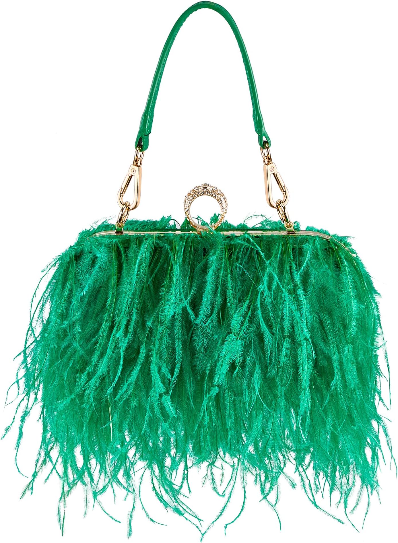 Tessco for youTessco Women Ostrich Feather Tote Bag Fluffy Purse Clutch Feather Evening Handbag for Wedding