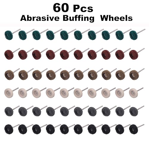 Miniatura 9 de Rocaris Paquete de 60 ruedas abrasivas ruedas de pulido abrasivas para herramientas rotativas ruedas de pulido de vástago de 18 pulgadas de 1 pulgada