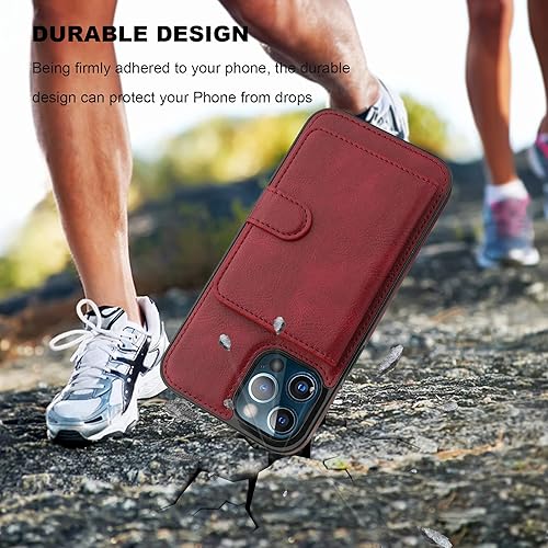 Miniatura 8 de Bocasal Funda tipo cartera para iPhone 13 Pro, compatible con MagSafe magnético con bloqueo RFID, desmontable, de piel sintética de alta calidad,