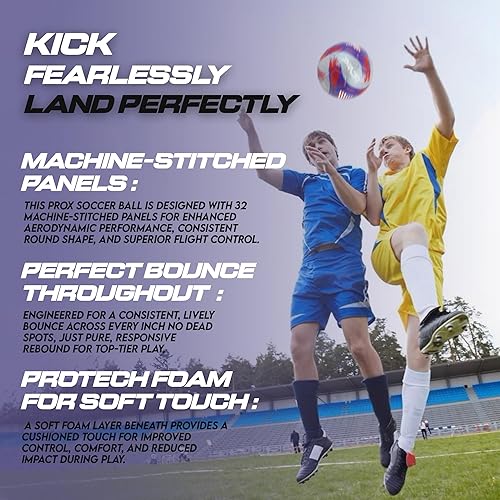 Miniatura 7 de PRO X Nation Series USA Match - Balón de fútbol tamaño 5, fútbol para adultos y jóvenes, equipo de entrenamiento de fútbol para juegos al aire