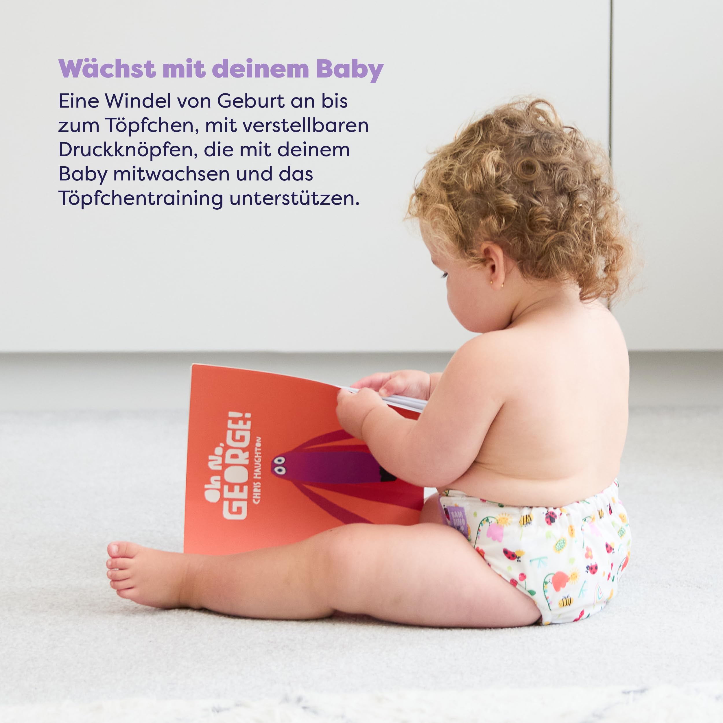 Bambino Mio 3er-Pack revolutionäre wiederverwendbare Windeln – (Gartenparty) Stoffwindeln von der Geburt bis zum Töpfchentraining | Chemikalienfreie, verstellbare, waschbare Windeln mit Bambus-Einlage
