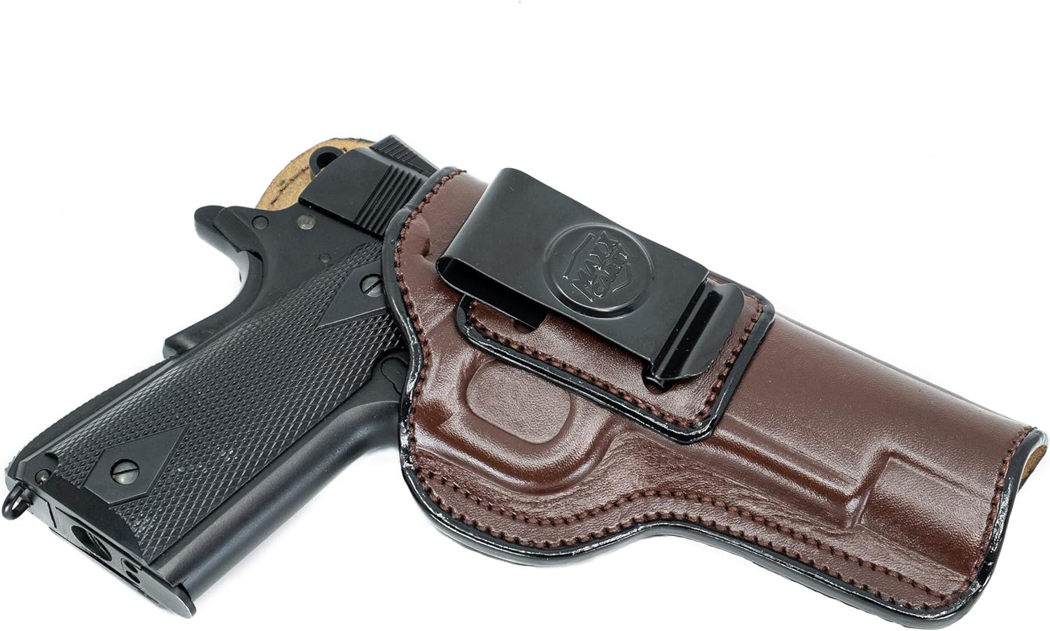 Maxx Carry Inside The Waistband Leather Holster for S&W 1911 5" Barrel. IWB Holster with Clip Conceal Carry.