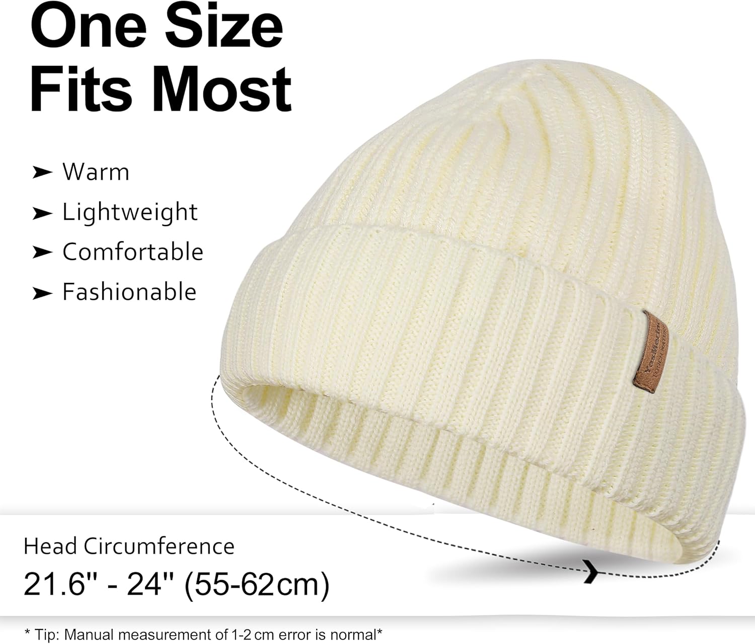 100% Merino Wool Rib Knit Beanie for Men Women, Cuffed Winter Hat, Soft Warm Lightweight Unisex Cold Weather Gift